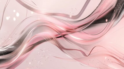 Abstract flowing pink and black waves with sparkling accents - elegant background design for modern decor