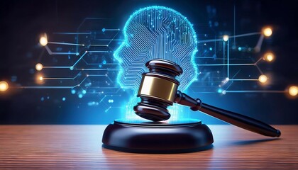 a legal gavel with artificial intelligence symbolizing the intersection of law and technology