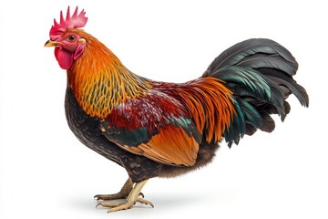 Fototapeta premium Colorful Rooster on White Background