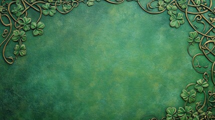 Elegant green background with celtic shamrock patterns