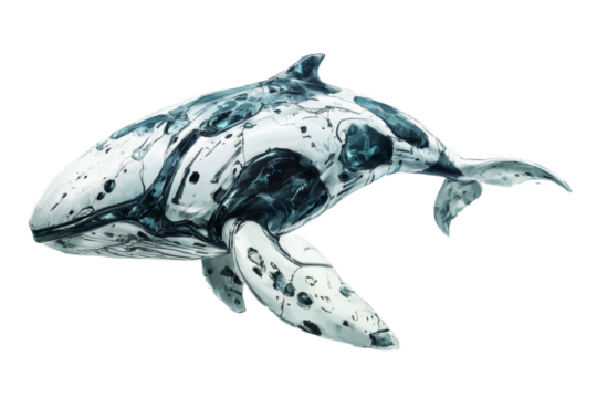 Abstract Artistic Representation of a Whale in Monochrome