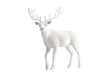Obraz premium Majestic White Deer with Antlers Standing Against a Minimalist Neutral Background in Studio Lighting