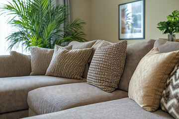 Fototapeta premium Elegant modern lounge with chic furnishings in a luxurious living space
