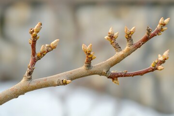 Budding Tree Branch in Early Spring