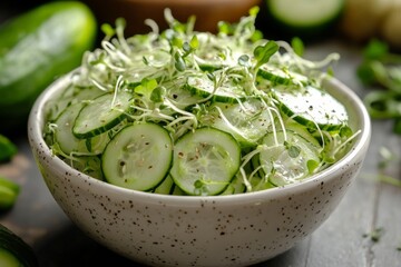 Obraz premium Fresh Cucumber and Sprouts Salad