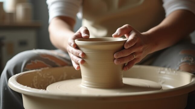 Pottery Wheel in Motion: Shaping a Clay Pot