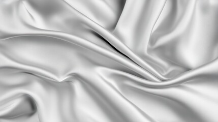 Fototapeta premium Draped silver satin fabric with soft folds and ripples.