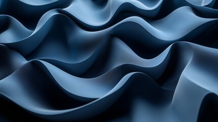 Obraz premium Textured blue fabric waves creating an elegant visual pattern in soft lighting. Generative AI