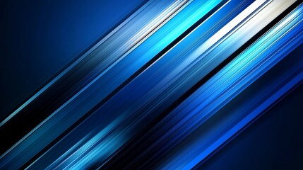 Obraz premium Dynamic blue and silver diagonal stripes create a vibrant abstract design in digital art. Generative AI