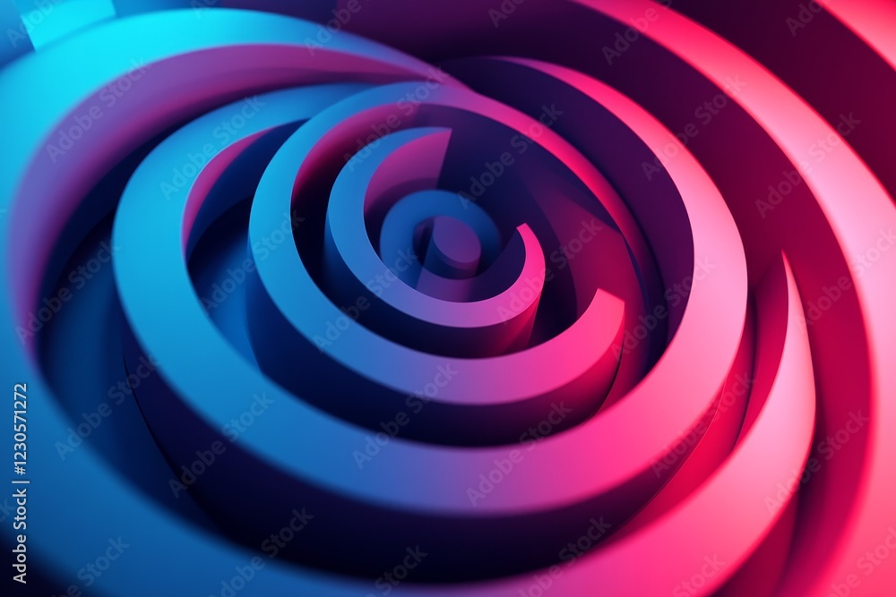 Poster a vibrant exploration of abstract spirals: dynamic color and shapes in modern design