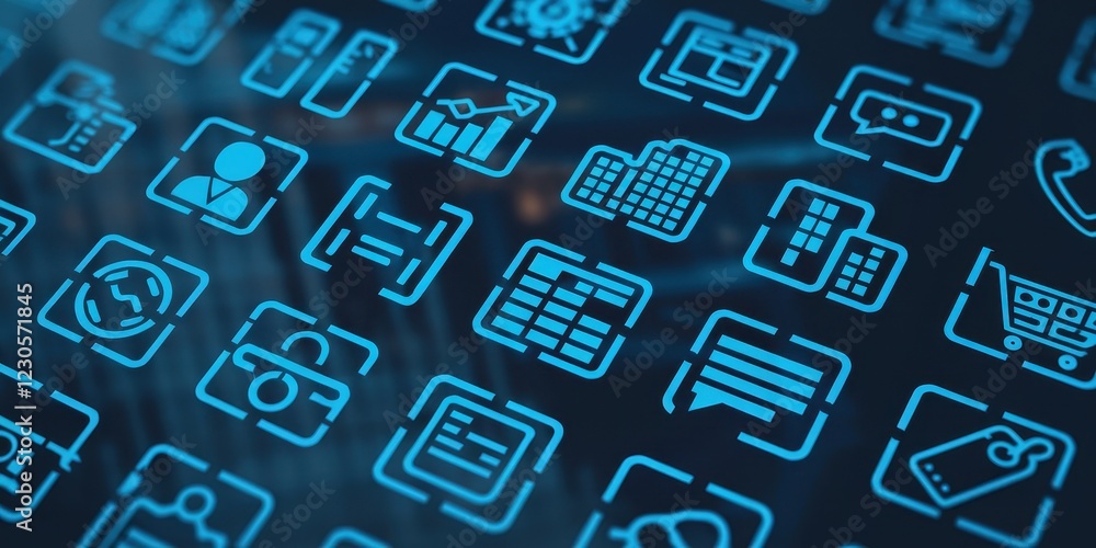 Poster digital business interface: a visual representation of modern technology and online business operati