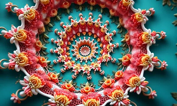 abstract fractal background with flowers