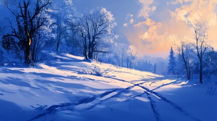 Obraz premium Winter Wonderland Landscape Painting