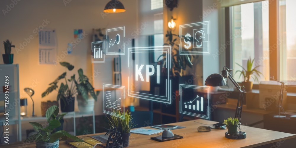 Aufkleber modern office kpi dashboard: data visualization and business analytics