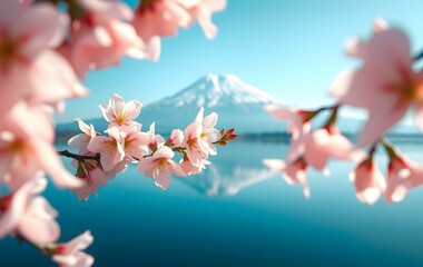 Le Mont Fuji au Printemps : L’Éveil Doux de la Montagne Sous les Fleurs de Sakura