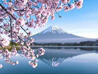 Le Mont Fuji au Printemps : L’Éveil Doux de la Montagne Sous les Fleurs de Sakura