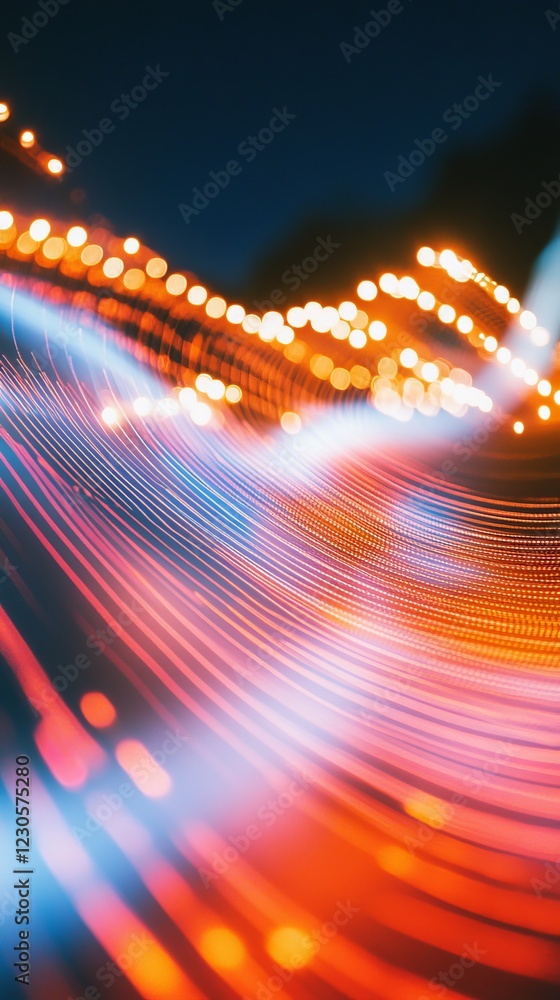 Poster dynamic abstract lights creating electric patterns in a futuristic scene