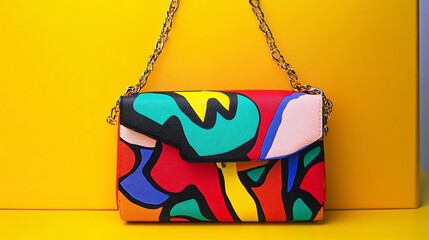 Vibrant Abstract Clutch: A Colorful, Modern Handbag