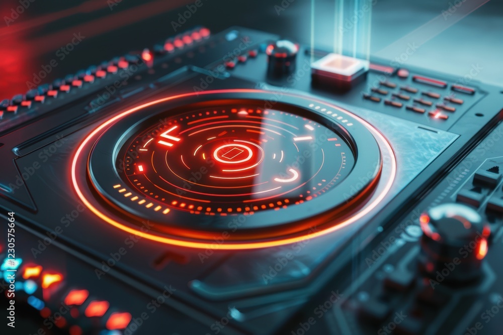 Poster futuristic health app interface with 3d holographic progress display in high-tech setting