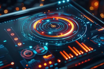 Futuristic Smart Home App Interface with Holographic Progress Bar for Connectivity