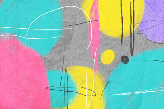 Colorful Abstract Illustration with Pastel and Bold Shapes