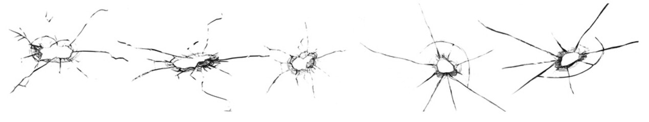 Realistic broken glass cracks with transparent background for design element