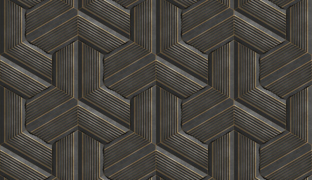 Hexagon Stripes 3D Illustration with Intricate Details