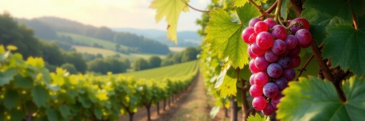 Weintrauben auf einem bunten Blatt in der Herbstzeit, grapes, landscape