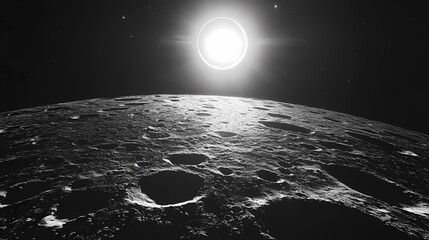 Lunar image showcase the surface features of the moon, including craters, mountains, valleys, and plains. Lunar Plains. Illustration