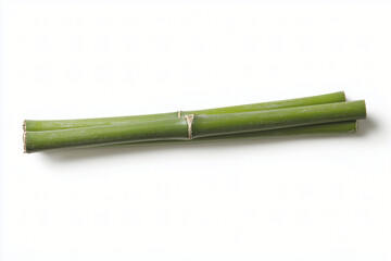 Fototapeta premium Bundle of Fresh Bamboo Shoots: A close-up shot of several vibrant green bamboo shoots tightly bound together, showcasing their smooth texture and fresh appearance.