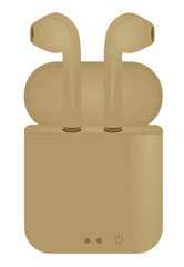 Obraz premium Brown wireless ear phones. vector
