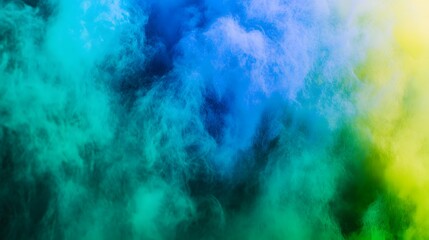 Obraz premium Abstract Colorful Smoke Clouds Background Vivid Green Blue Yellow Texture