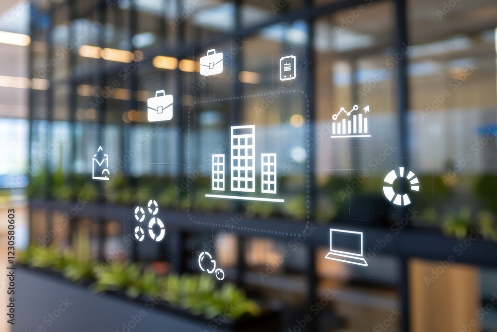 Aufkleber modern business management system: a visual representation of streamlined business processes and tec