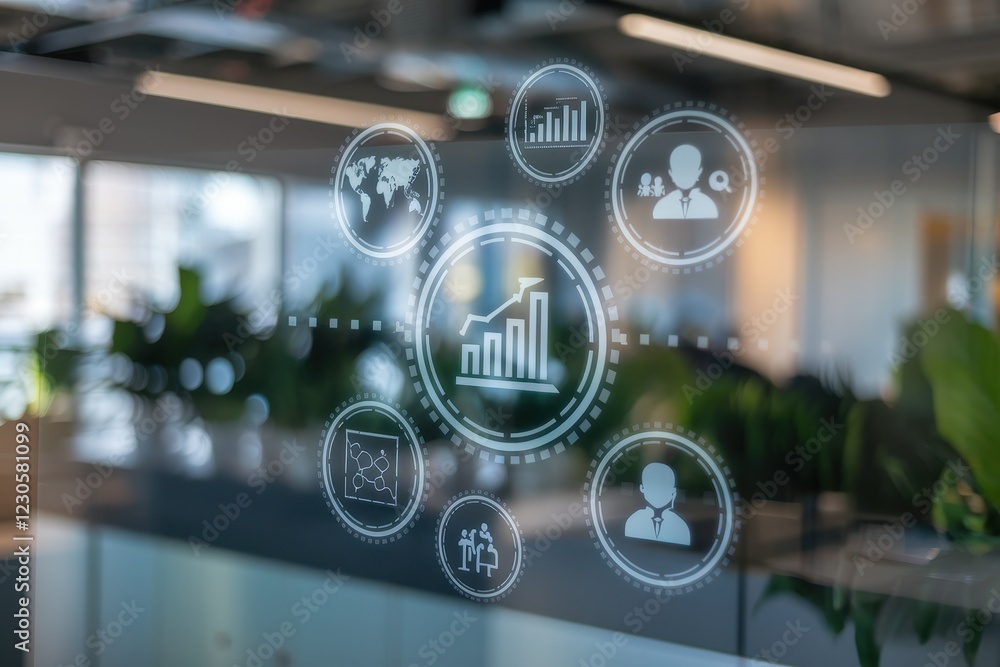 Aufkleber global business analytics dashboard: visualizing growth and strategy