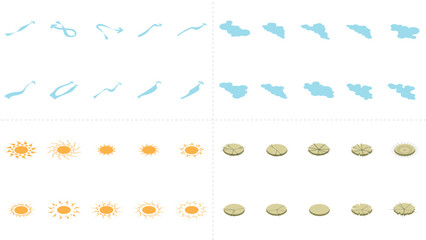 isometric architecture site analysis symbol icon element drawing graphic flat isolated vector. architecture element line sun wind sound sun path vegetation.