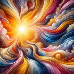 Fototapeta premium Multi-Color Solar Burst: Dynamic Silk Pattern with Energetic Motion Effects and Premium Material Definition