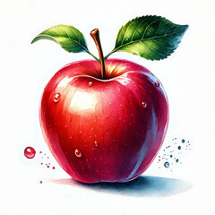 Red apple isolated on white background, vector illustration
