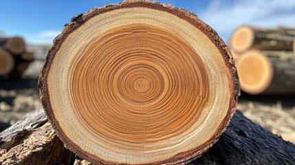 Tree Trunk Cross Section Showing Growth Rings