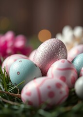 Glittery easter eggs easter egg holiday illustration celebration easter