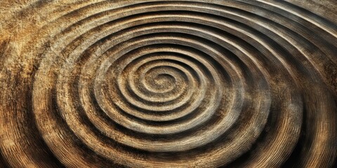 Naklejka premium Abstract spiral pattern on wood surface, suitable for backgrounds, art projects, or home decor.
