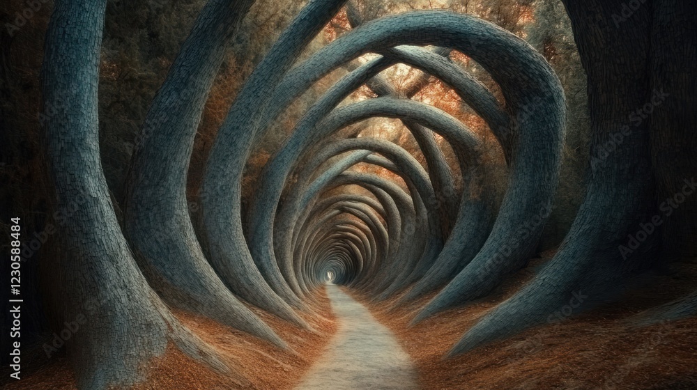 Poster A mesmerizing pathway through an arched tree tunnel