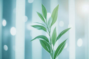 Abstract green plant with soft bokeh and modern lighting