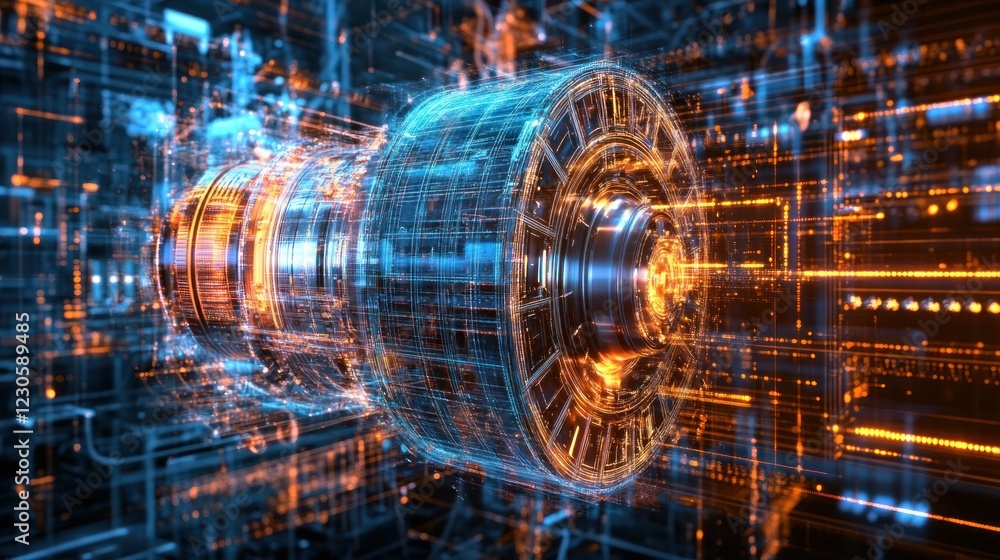Poster Digital Turbine Engine Abstract Visualization