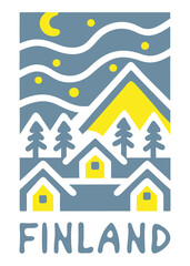 Finland, Nordic, Scandinavia - sticker, poster, t-shirt, wall art, souvenir printing design for gifts