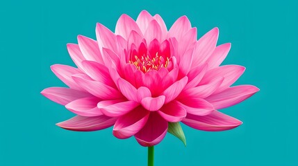 Obraz premium Vibrant Pink Water Lily Blossom Closeup Teal Background