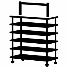A silhouette vector shelf with hangers