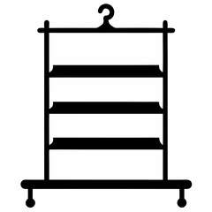 A silhouette vector shelf with hangers