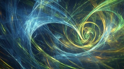 Naklejka premium Abstract swirling teal and gold fractal art