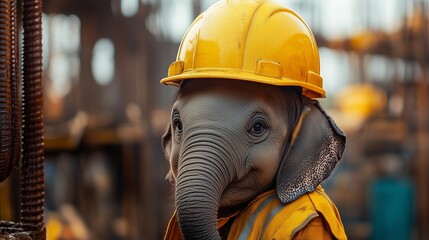 Elephant in Construction Helmet, Building Big Projects with a Smile