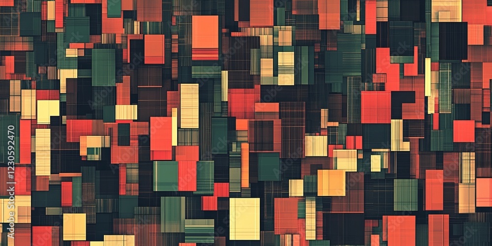Poster vibrant geometric abstract art, a colorful exploration of rectangular patterns